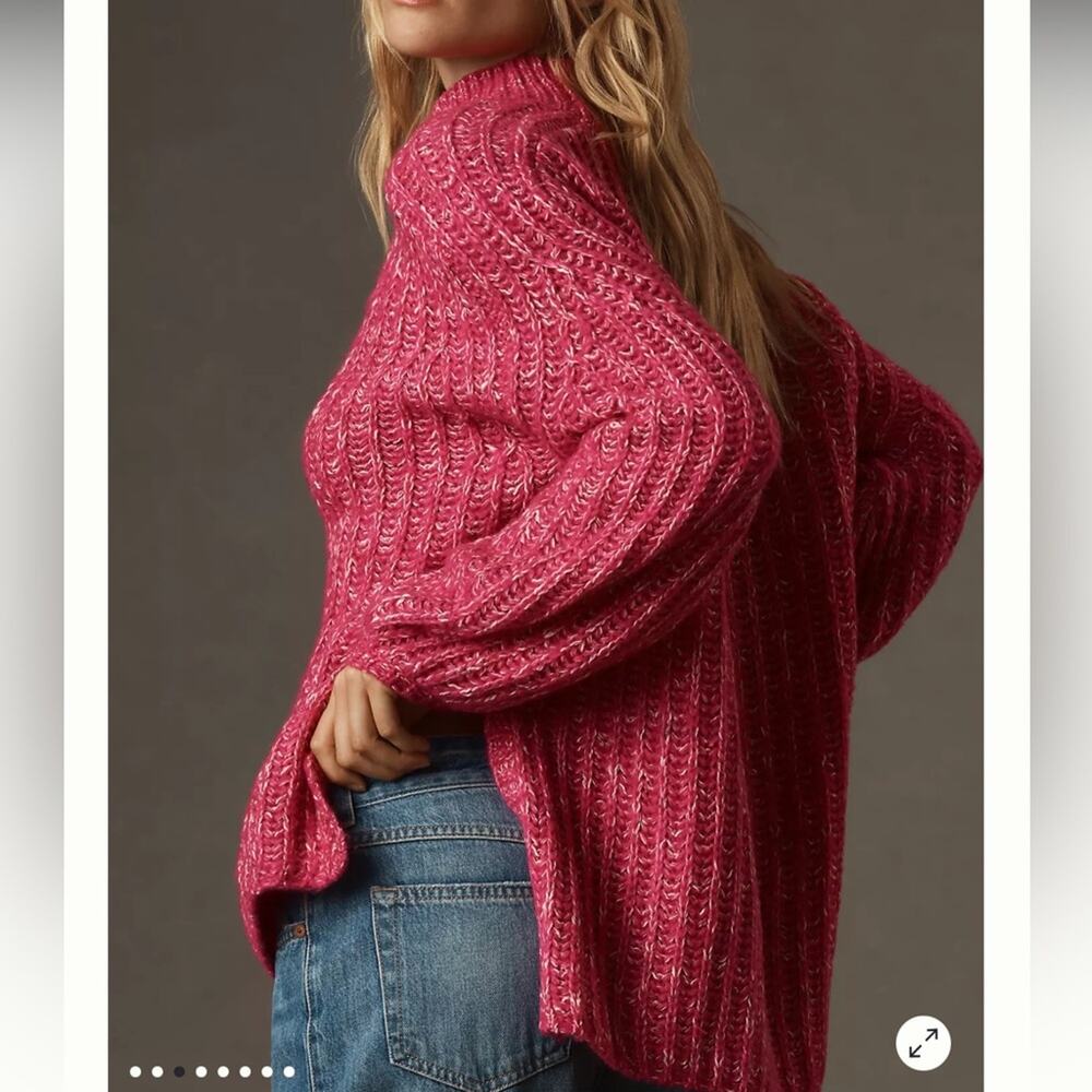 Anthropologie Pilcro Textured Tunic Sweater Hot Pink Oversized Small